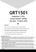 GRT1501 Assignment 1 (ANSWERS) 2024 - DISTINCTION GUARANTEED