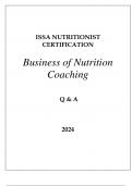 ISSA NUTRITIONIST CERTIFICATION BUSINESS OF NUTRITION COACHING Q & A 2024.
