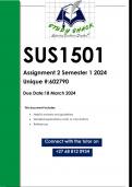SUS1501 Assignment 2 (ANSWERS) Semester 1 2024