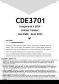  CDE3701 Assignment 2 (ANSWERS) 2024 - DISTINCTION GUARANTEED