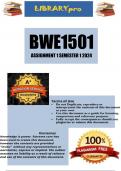 BWE1501 Assignment 1 (COMPLETE ANSWERS) Semester 1 2024 - DUE 11 March 2024