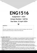 ENG1516 Assignment 1 (ANSWERS) 2024 - DISTINCTION GUARANTEED