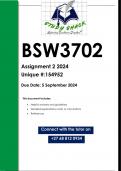 BSW3702 Assignment 2 (QUALITY ANSWERS) 2024 - DUE 5 September 2024