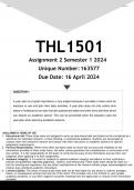 THL1501 Assignment 2 (ANSWERS) Semester 1 2024 (163577) - DISTINCTION GUARANTEED