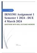 IRM1501 Assignment 1 Semester 1 2024 - DUE 4 March 2024