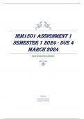 IRM1501 Assignment 1 (COMPLETE ANSWERS) Semester 1 2024 - DUE 4 March 2024