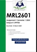 MRL2601 Assignment 1 (QUALITY ANSWERS) Semester 1 2024
