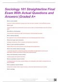 SOCIOLOGY 101 STRAIGHTERLINE FINAL EXAM WITH ACTUAL QUESTIONS AND  ANSWERS|(LATEST2024) GRADED A+