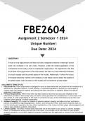 FBE2604 Assignment 2 (ANSWERS) Semester 1 2024 - DISTINCTION GUARANTEED