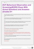 DCF BEHAVIORAL OBSERVATION AND SCREENING (BORS) EXAMS WITH ACTUAL  QUESTIONS AND ANSWERS| 2024ALREADY GRADED A+