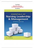 Test Bank For Essentials of Nursing Leadership and Management 7th Edition By Sally A. Weiss, Ruth M. Tappen, Karen Grimley |All Chapters,  Year-2024|