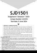 SJD1501 Assignment 7 (ANSWERS) Semester 1 2024 (643355) - DISTINCTION GUARANTEED