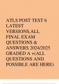 ATLS POST TEST 6 LATEST VERSIONS,ALL  FINAL EXAM QUESTIONS & ANSWERS 2024/2025 GRADED A +(ALL QUESTIONS AND POSSIBLES ARE HERE)/COMPLETE PACKAGE 2024/2025 LATEST UPDATE
