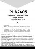 PUB2605 Assignment 2 (ANSWERS) Semester 1 2024 (206210) - DISTINCTION GUARANTEED