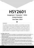 HSY2601 Assignment 1 (ANSWERS) Semester 1 2024  - DISTINCTION GUARANTEED