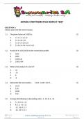 Grade 8 Mathematics (MATH) March Paper and Memo - 2024