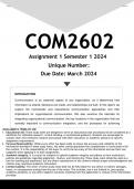 COM2602 Assignment 1 (ANSWERS) Semester 1 2024 - DISTINCTION GUARANTEED