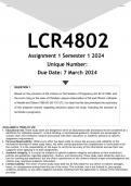 LCR4802 Assignment 1 (ANSWERS) Semester 1 2024 - DISTINCTION GUARANTEED