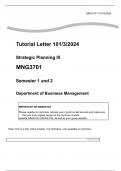 MNG3701: Strategic Planning III