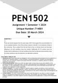 PEN1502 Assignment 1 (ANSWERS) Semester 1 2024 - DISTINCTION GUARANTEED