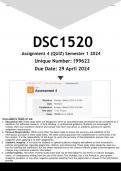 DSC1520 Assignment 4 (100% ANSWERS) Semester 1 2024 - DISTINCTION GUARANTEED