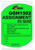 GGH1502 ASSIGNMENT 03-QUIZ 2024 20 WELL ANSWERED MCQ