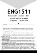 ENG1511 Assignment 1 (ANSWERS) Semester 1 2024 - DISTINCTION GUARANTEED