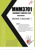MNM3701 assignment 1 solutions semester 1 2024 (Full solutions with references)