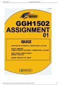 GGH1502 ASSIGNMENT 01 -QUIZ 2024