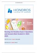 Nursing 212 Hondros Exam 3 Questions and Answers Best Graded A+ 2024-2025. 