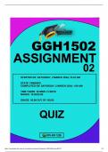 GGH1502 ASSIGNMENT 02  QUIZ DUE 2024
