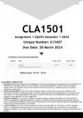 CLA1501 Assignment 1 (ANSWERS) Semester 1 2024 - DISTINCTION GUARANTEED
