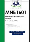 MNB1601 Assignment 1 (QUALITY ANSWERS) Semester 1 2024