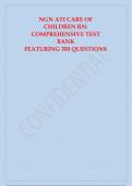 NGN ATI CARE OF CHILDREN RN COMPREHENSIVE TEST BANK 350 QUESTIONS AND ANSWERS