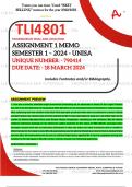 TLI4801 ASSIGNMENT 1 MEMO - SEMESTER 1 - 2024 UNISA – DUE DATE: - 18 MARCH 2024 (DETAILED ANSWERS WITH FOOTNOTES AND A BIBLIOGRAPHY - DISTINCTION GUARANTEED!)