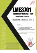LME3701 assignment 1 solutions semester 1 2024 (Quiz)