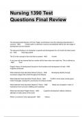 Nursing 1390 Test Questions Final Review
