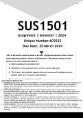 SUS1501 Assignment 3 (ANSWERS) Semester 1 2024 (602922)- DISTINCTION GUARANTEED