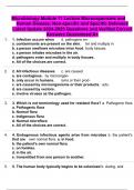 Microbiology Module 11 Lecture Microorganisms and Human Disease, Non-specific and Specific Defenses Latest Update 2024-2025 Questions and Verified Correct Answers Guaranteed A+