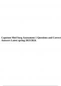 Capstone Med Surg Assessment 1 Questions and Correct Answers Latest spring 2023/2024.