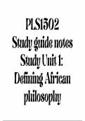 PLS1502 Study Unit 1 & 2 Summary, Introduction to African Philosophy