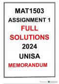 MAT1503 ASSIGNMENT 1 FULL SOLUTIONS UNISA 2024 LINEAR ALGEBRA 