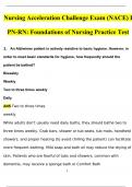 Nursing Acceleration Challenge Exam (NACE) I PN-RN Foundations of Nursing Practice Test 20242025 UPDATE