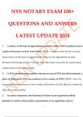 NYS NOTARY EXAM 100+ QUESTIONS AND ANWERS LATEST UPDATE 2024.