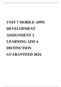 UNIT 7 MOBILE APPS DEVELOPMENT ASSIGNMENT 1 LEARNING AIM A DISTINCTION GUARANTEED 2024.