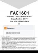 FAC1601 Assignment 1 (ANSWERS + WORKINGS) Semester 1 2024 (201700)- DISTINCTION GUARANTEED
