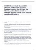 KPEERI Exam Study Guide 2024 (KPEERI Study Guide- (Sources Reading Rockets, IDA, William Van Cleave, Louisa Moats as well as question formats similar to my KPEERI questions) Graded A+ 