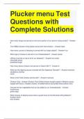 Plucker menu Test Questions with Complete Solutions