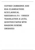 Oxford Cambridge and RSA Examinations  GCEClassical GreekH444/01:  Unseen translation A Level QUESTION PAPER WITH MARKING SCHEME (MERGED)
