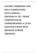 Oxford Cambridge and RSA Examinations  GCEClassical GreekH444/02:  Prose composition or comprehension A Level QUESTION PAPER WITH MARKING SCHEME (MERGED)